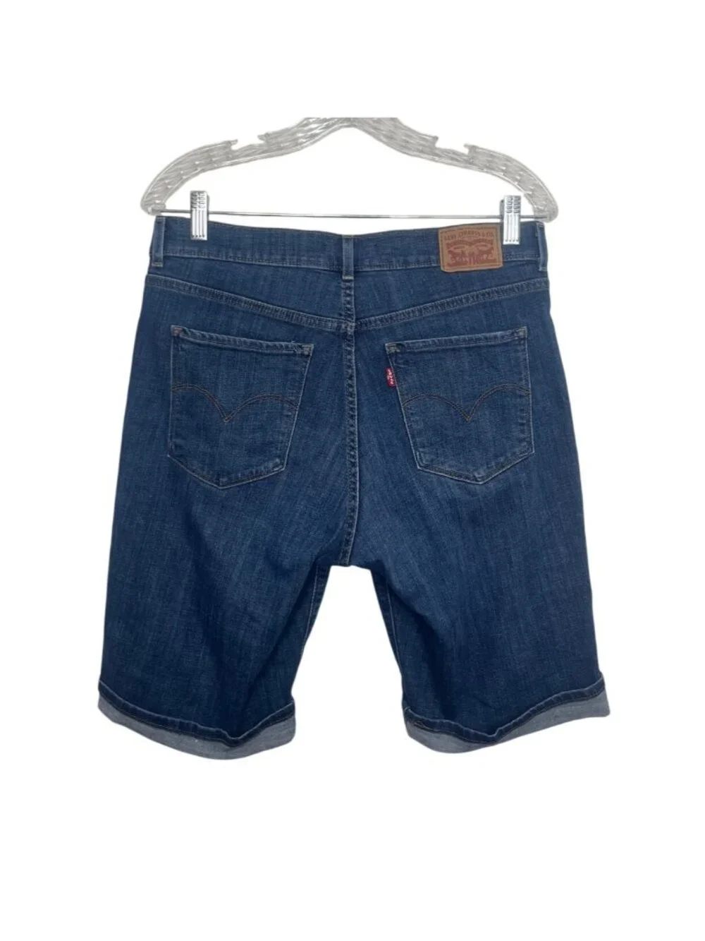 Levis Classic Bermuda Denim Shorts Womens Size 29 Dark Wash Summer